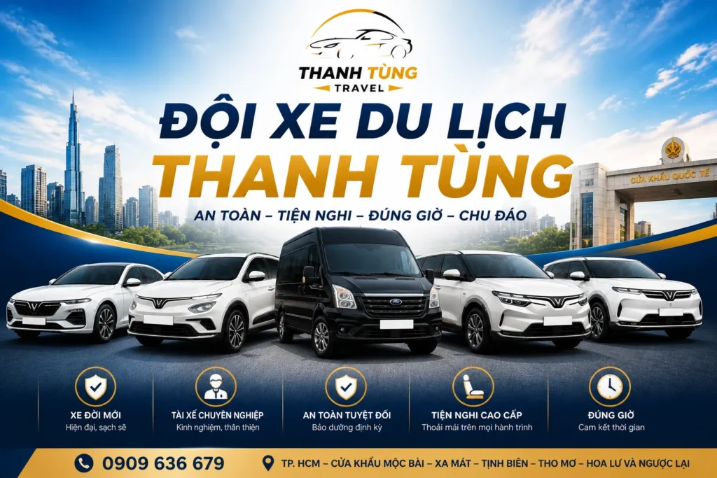 Đội xe đa dạng từ 4–16 chỗ, đáp ứng mọi nhu cầu