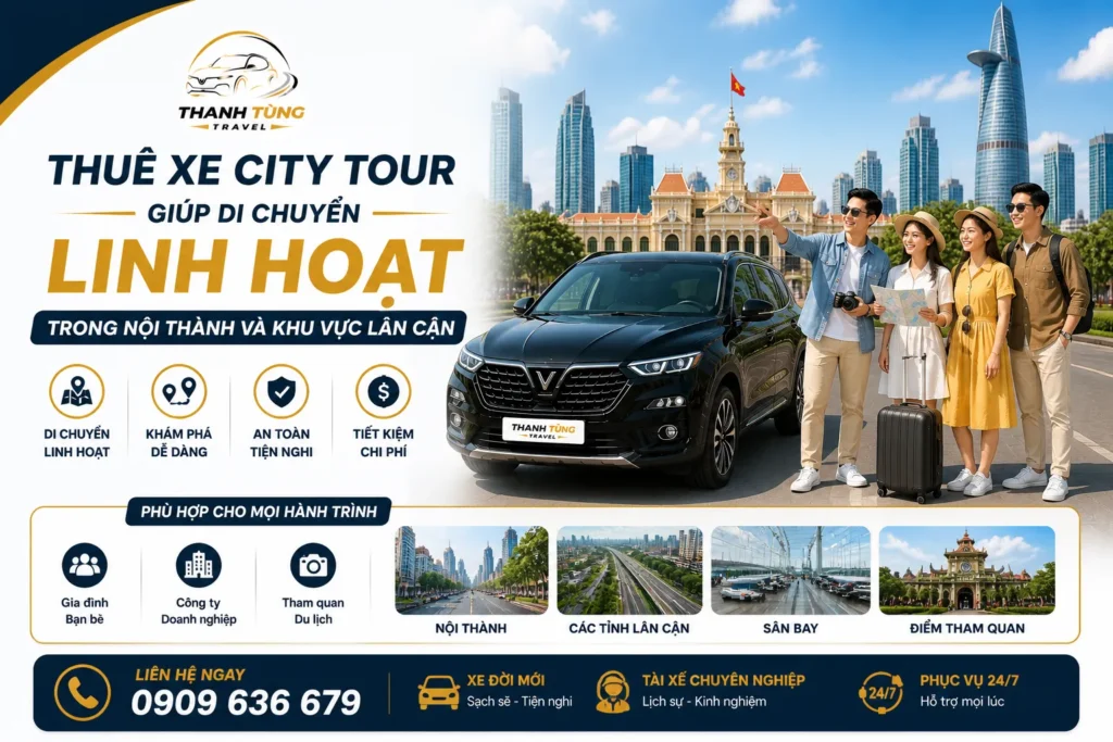 Thuê xe city tour giúp di chuyển linh hoạt trong nội thành và khu vực lân cận