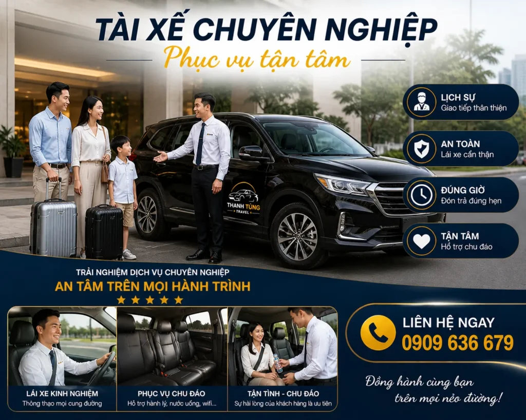 Tài xế chuyên nghiệp, phục vụ tận tâm